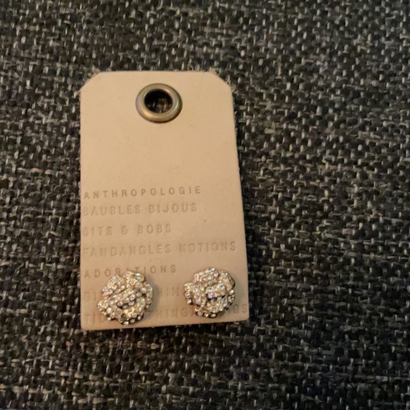 Anthropologie Flower Rhinestone Studded Earrings - Picture 2 of 4